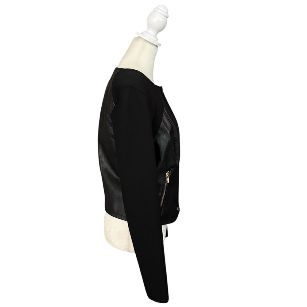 Guess Black Faux Leather Waist-Length Jacket Size Medium - Picture 2 of 12